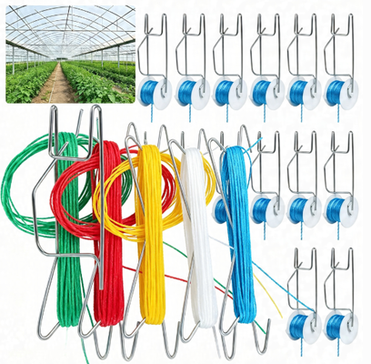 Gancho enrollable para tomate tratado con UV, 100% PP virgen y resistencia a la rotura de 7 kg a 80 kg para soporte de plantas en invernadero